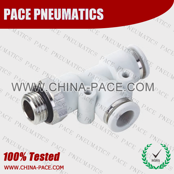 G Thread Grey male run tee PUSH IN FITTINGS, AIR FITTINGS, PNEUMATIC FITTINGS